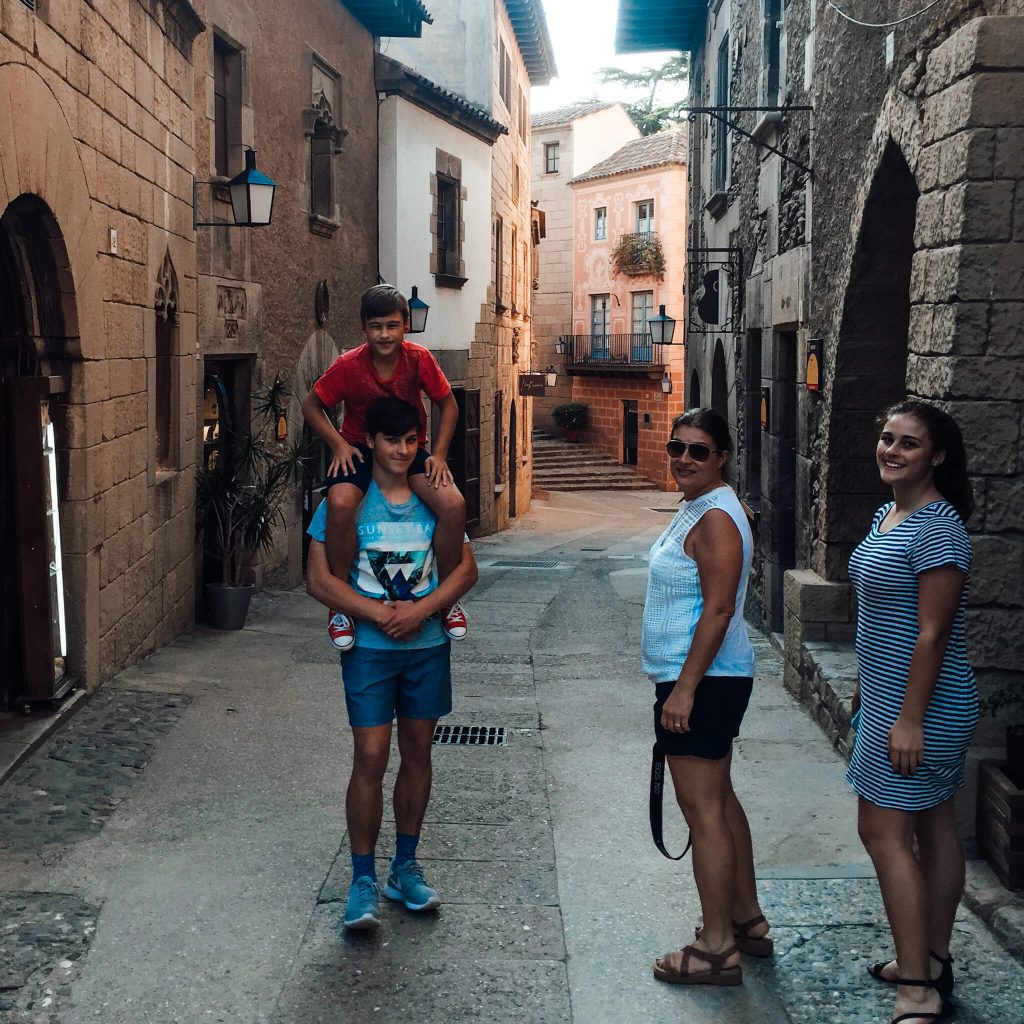 Poble espanyol in barcelona with kids