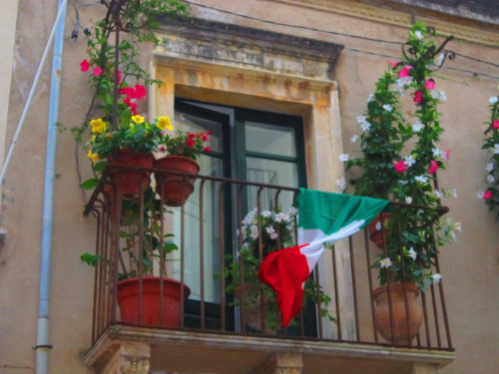 italian flag on balcony