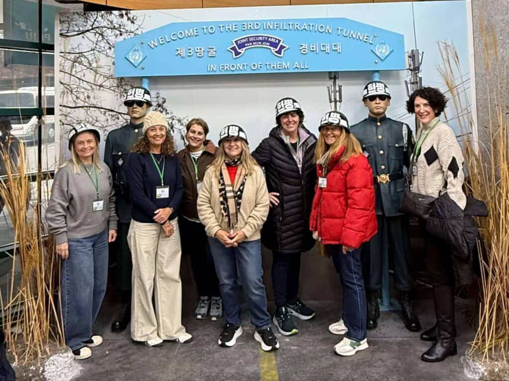 DMZ tunnel, day trip from seoul, group photo of DMZ tunnel