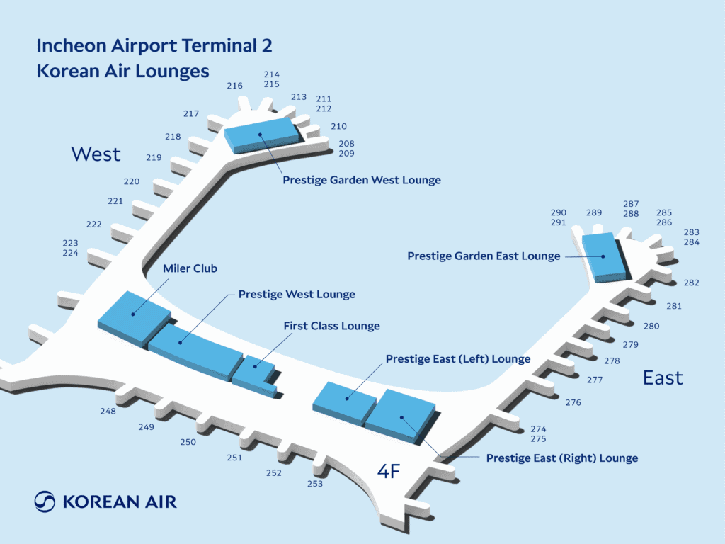 Incheon airport 2 korean air lounges map