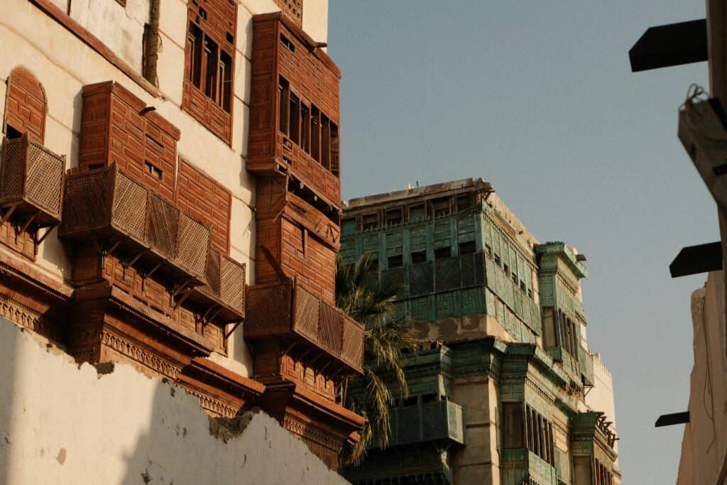 Beautiful historical architecture in Jeddah, showcasing traditional Saudi Arabian designs.