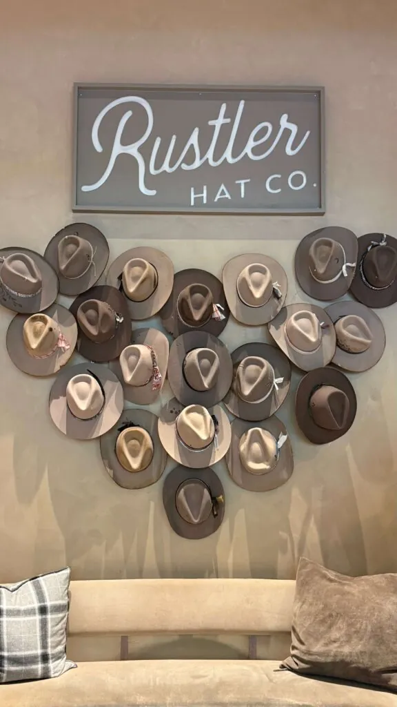 hats on the wall of rustler hat co nashville