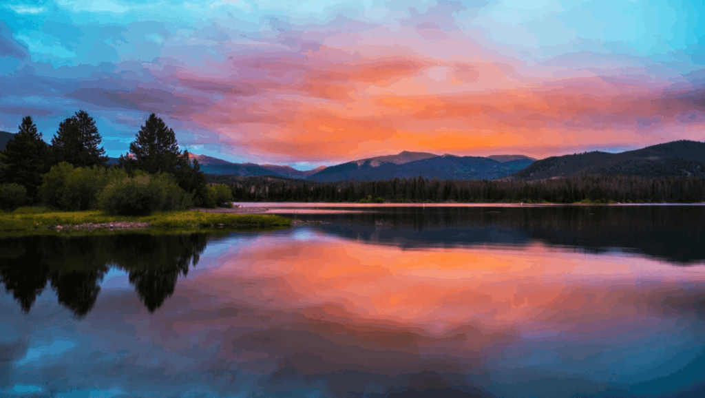 Breckenridge lake at sunset