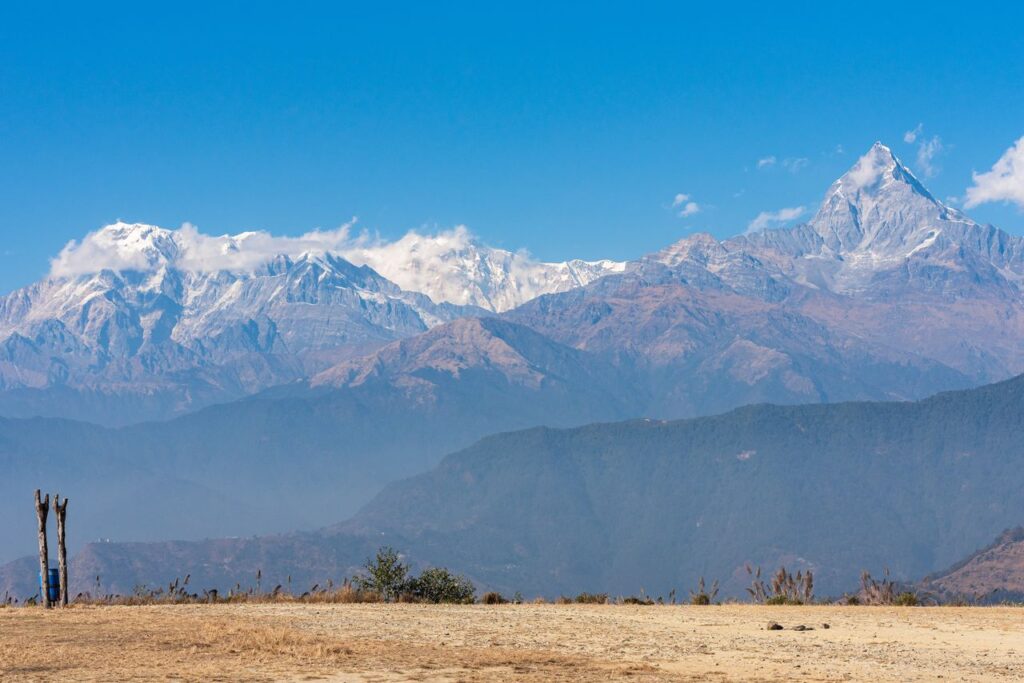 Scenic view of Machhapuchhre and Annapurna range from Pokhara, Nepal.